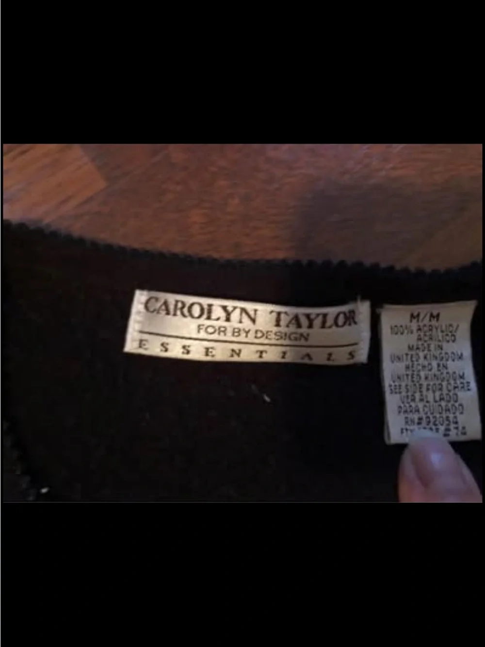 Carolyn Taylor Classic Black Crewneck Button-Front Sweater Cardigan